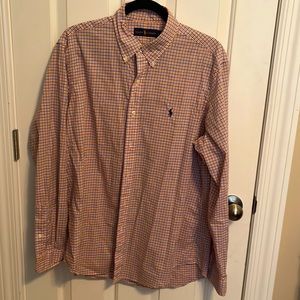 Ralph Lauren orange and blue checked button down
